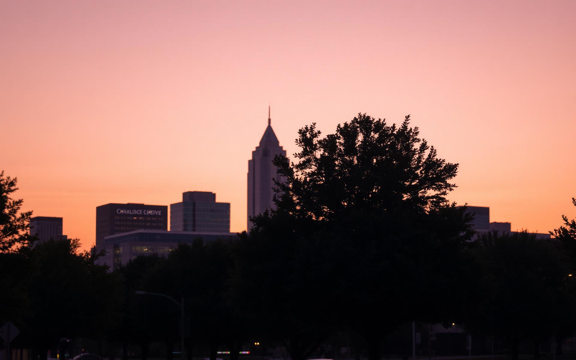 Soft golden hour over uptown Charlotte, North Carolina